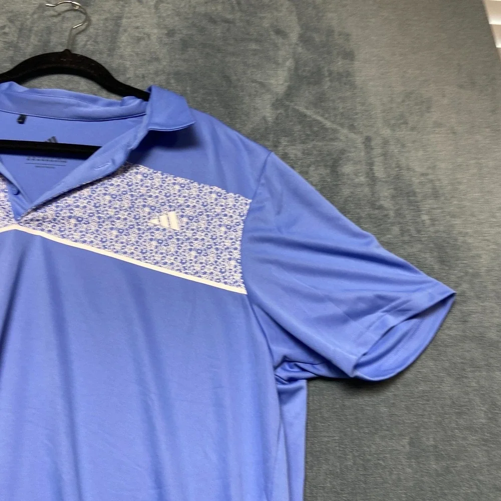 Adidas Polo Shirt Mens 2XL Blue Performance Short Sleeve Collared Casual Logo
